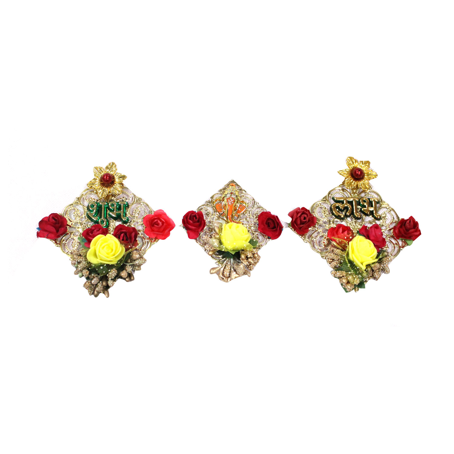 Golden Color Artificial Florwer Acrelic Labh Shubh
