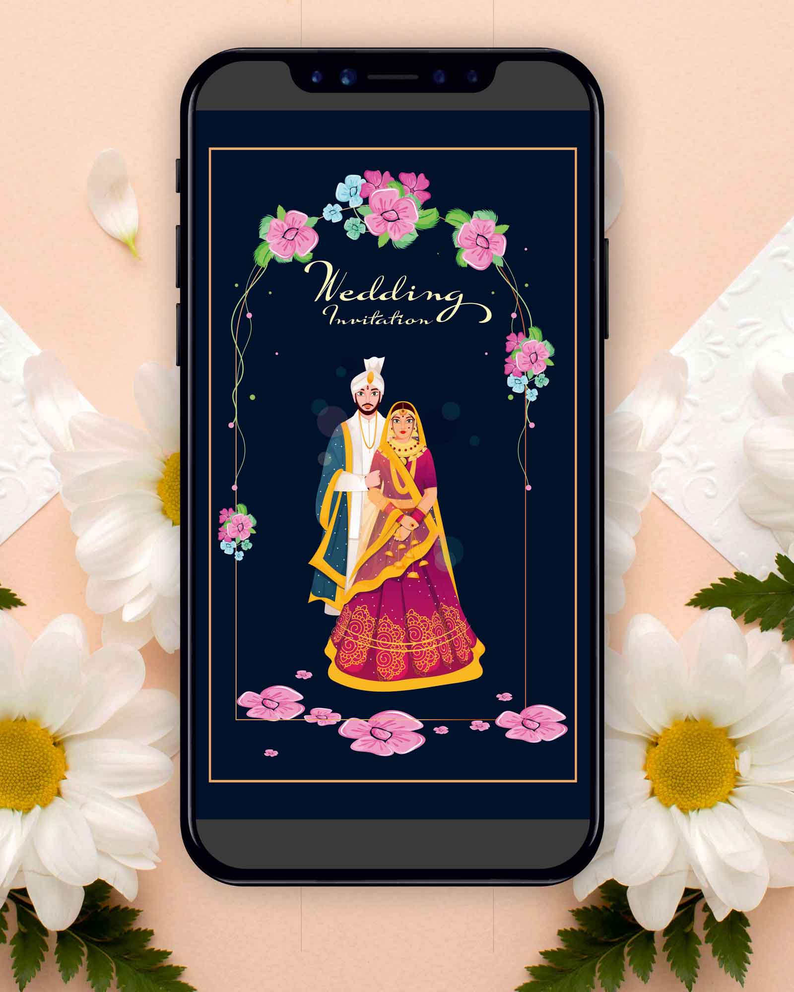 PDF Beautiful Floral Theme Wedding E- invite - pdf (price for  4 page )