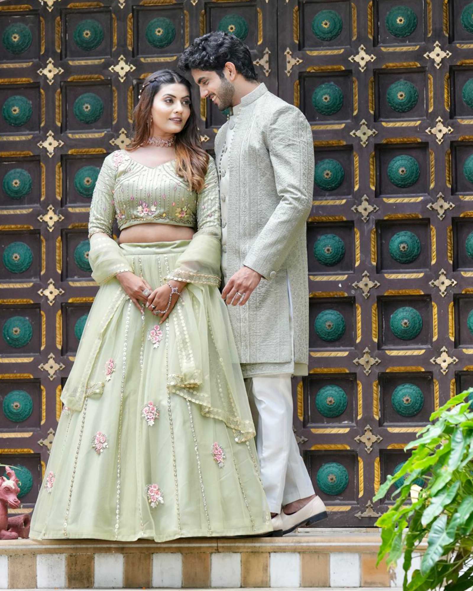 Pure Pista Wedding Wear For Couple Pure Pista Wedding Wear For Couple