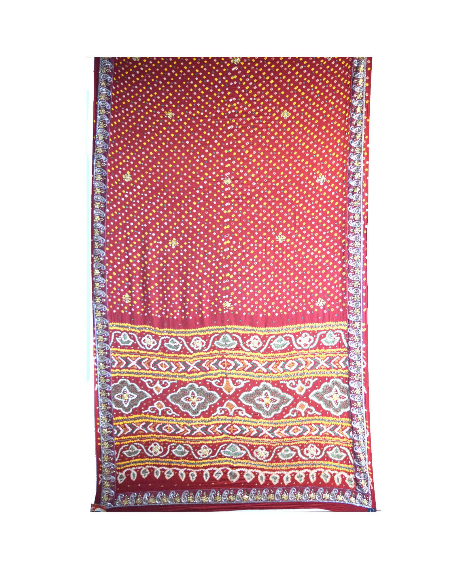 All Over Red Color Gotta Patti Work Gaji Silk Gharchola